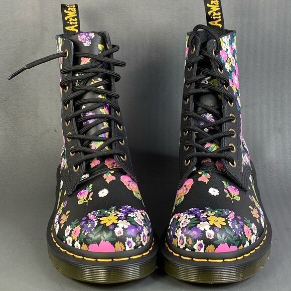 DR. MARTENS 1460 Pascal Ankle Boots Floral Print Leather shoes size 6 - Picture 2 of 9